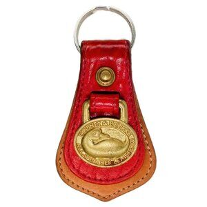 Vintage Dooney & Bourke Red and British Tan AWL Leather Key Fob